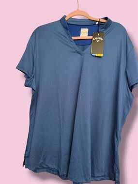 Callaway Blue Short-Sleeve V-Neck Golf Tee